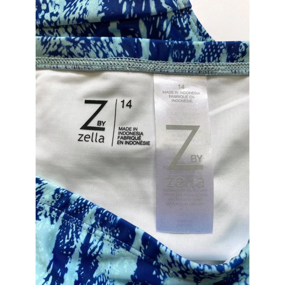 Z By Zella Blue Glaze Deep Sea Print Bikini Bottoms NEW WITH TAGS